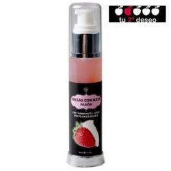 LUBRICANTE Y ACEITE ESTIMULANTE EFECTO CALOR 2 EN 1 FRESA Y NATA 50 ML