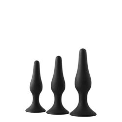 KIT ANAL 3 PIEZAS FANTASSTIC BEGINNER`S SILICONA NEGRO