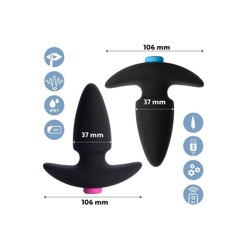 SET 2 PLUGS VIBRADORES CON MANDO FUNKYBUTTS