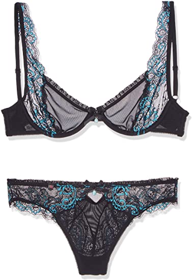 Conjunto Amanta Encaje Negro y Azul
