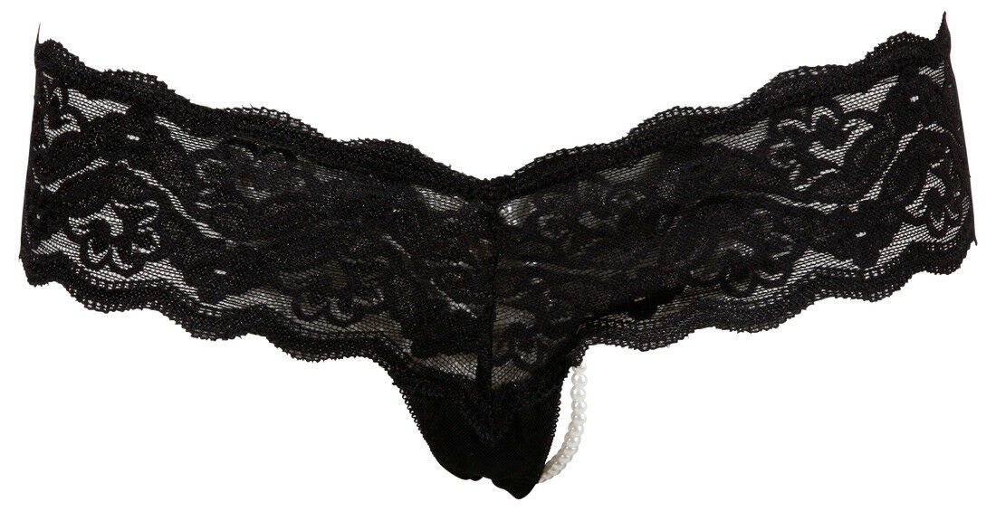 Tanga Brasileño con Cadena de Perlas Estimulantes Rojo o Negro