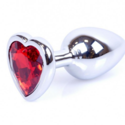 PLUG METÁLICO CORAZÓN PLATEADO/ROJO - S -
