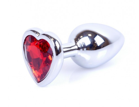 PLUG METÁLICO CORAZÓN PLATEADO/ROJO - S -