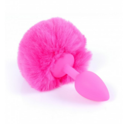 PLUG SILICONA COLA CONEJITO ROSA -S-