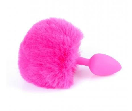 PLUG SILICONA COLA CONEJITO ROSA -S-