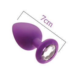 PLUG JOYA ANAL SILICONA MORADO/PLATA - S - 7X2,5CM