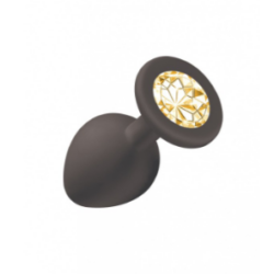 PLUG JOYA ANAL SILICONA NEGRO/DORADO - M -
