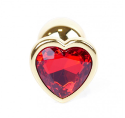 PLUG METÁLICO CORAZÓN DORADO/ROJO  -S-