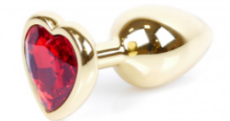PLUG METÁLICO CORAZÓN DORADO/ROJO  -S-
