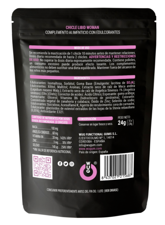 WUG GUM LIBID WOMAN CHICLE AUMENTO LIBIDO MUJER