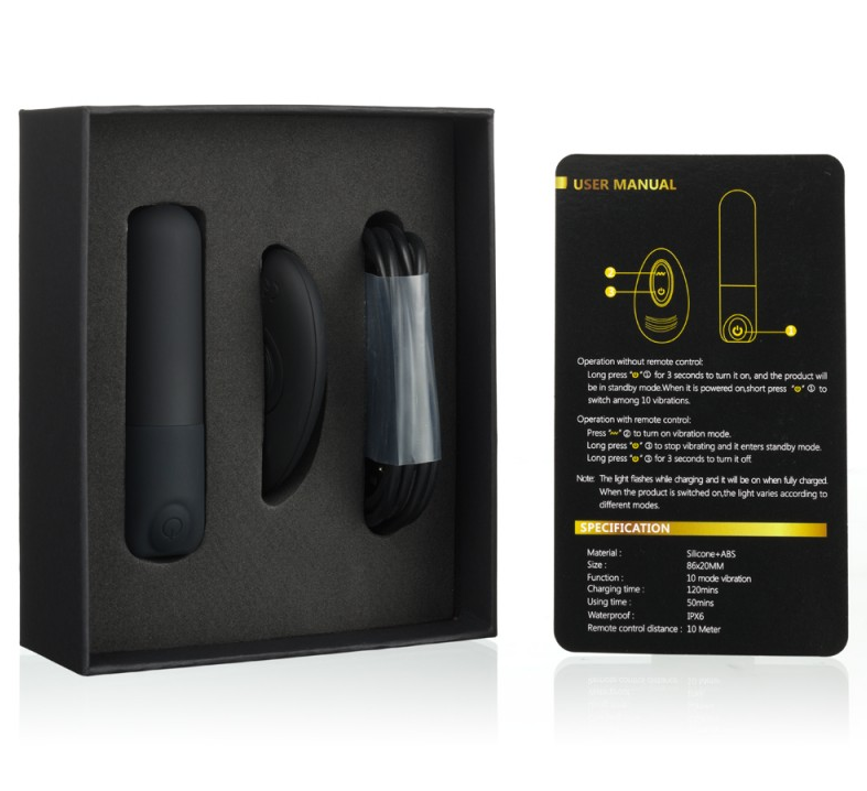 MINI VIBRADOR RECARGABLE CON MANDO 10 MODOS