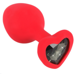 PLUG SILICONA ROJO CORAZÓN NEGRO -M-